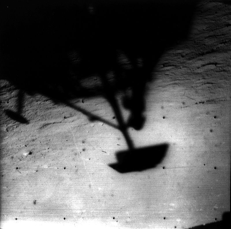 Shadow of Surveyor 1 on Moon's surface